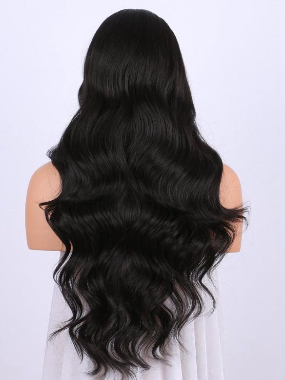 BLACK LONG WAVY SYNTHETIC LACE FRONT WIG SNY180