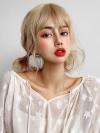 BLONDE FLUFFY CURLY SYNTHETIC WEFTED CAP WIG LG073