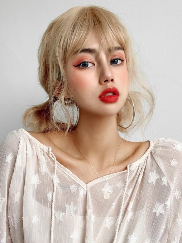 BLONDE FLUFFY CURLY SYNTHETIC WEFTED CAP WIG LG073