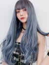 2019 New Haze Blue Long Straight Wefted Synthetic Wig LG035