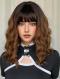 Black Brown Short Wavy Snythetic Wig With Bangs LG953