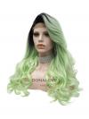 Brown to Green Long Wavy Synthetic Lace Front Wig SNY320