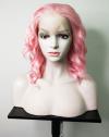 Pink Shoulder Length Wavy Bob Lace Front Synthetic Wig SNY128
