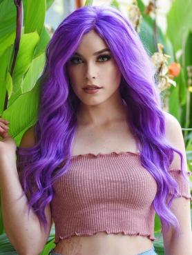 Elegant Purple Shade Human Hair Full Lace Wig Lauren003