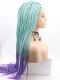 Green ombre purple Twist Braided lace front synthetic Wig SNY375