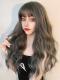 GRADIENT DUSTY BLUE LONG WAVY SYNTHETIC WEFTED CAP WIG LG427