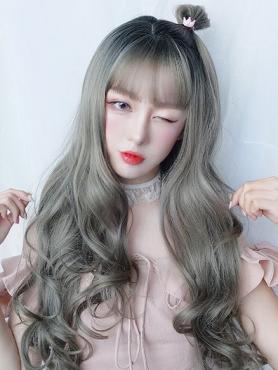New Gray Long Wavy Synthetic Wefted Cap Wig LG012