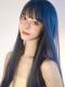 BLUE LONG STRAIGHT SYNTHETIC WEFTED CAP WIG LG474