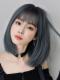 GRAY BLUE SHORT BOB SYNTHETIC WEFTED CAP WIG LG769