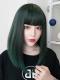 2019 New Forest Green Straight Synthetic Wefted Cap Wig with Bangs LG005