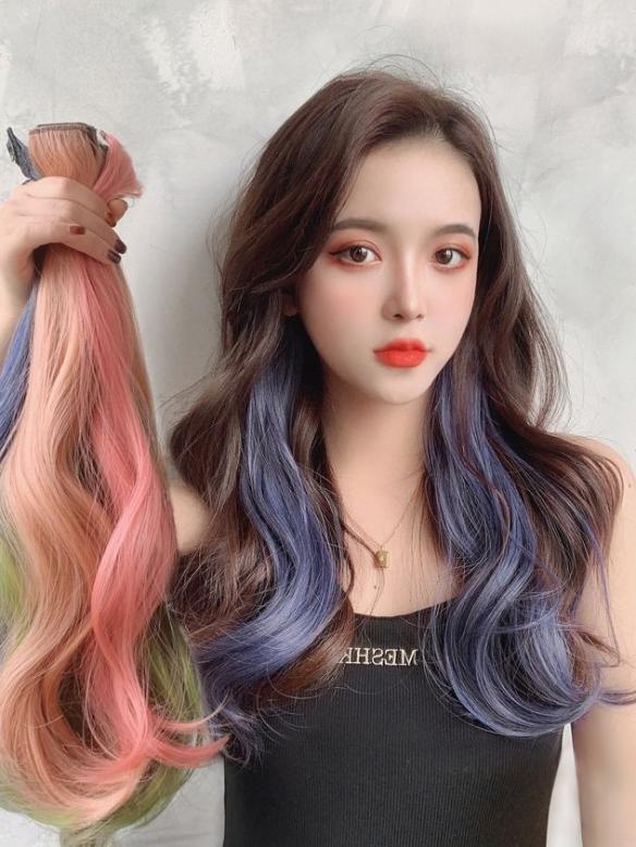 10 pcs Multi-Colors Party Highlights Clip in Synthetic Hair Extensions SCH356