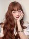 REDDISH BROWN LONG WAVY SYNTHETIC WEFTED CAP WIG LG084