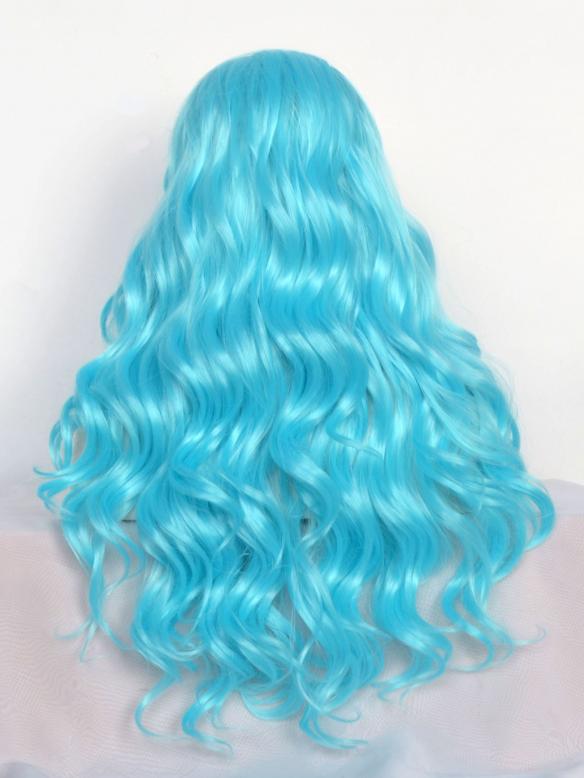 Blue Long Wavy Synthetic Lace Front Wig-SNY070