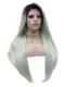 Black to Light Green Long Straight Synthetic Lace Front Wig SNY319