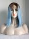 Brown to Light Blue Straight Shoulder Length Synthetic Lace Front Wig SNY124