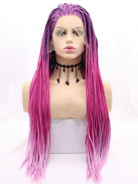 Pink Purple Ombre Twist Braided lace front synthetic Wig SNY381