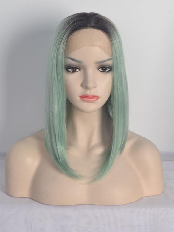 Black ombre Light Green Bob Synthetic Lace Front Wig SNY097