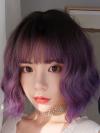 2019 New Purple Ombre Wavy Synthetic Wefted Cap Wig LG004
