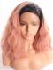 Peach Wavy Shoulder Length Bob Lace Front Synthetic Wig-DQ038