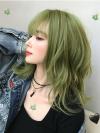 2019 New Matcha Green Synthetic Wefted Cap Wig with Bangs LG042