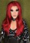 Hot Red Straight Waist-length Lace Front Synthetic Wig-DQ017