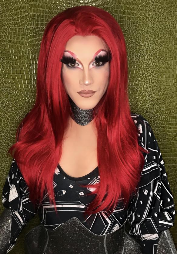 Hot Red Straight Waist-length Lace Front Synthetic Wig-DQ017
