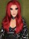 Hot Red Straight Waist-length Lace Front Synthetic Wig-DQ017