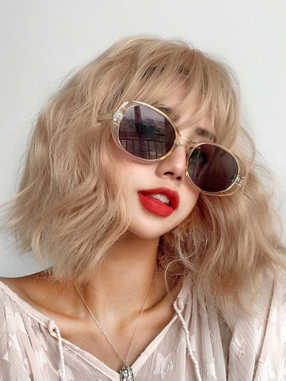 BLONDE FLUFFY CURLY SYNTHETIC WEFTED CAP WIG LG073