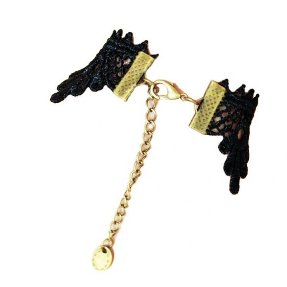 Vintage Black Crystal Rose Lace Lolita Bracelet LA003
