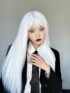 WHITE LONG STRAIGHT SYNTHETIC WEFTED CAP WIG LG234