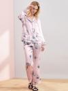 MelliBloosy Women 100% Silk Long Sleeve Floral Pajamas Set MB004