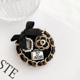 JK LOLITA BROOCH~ROUND CAMELLIA BOW~LA054