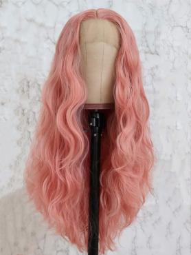 PEACH WAIST LENGTH WAVY SYNTHETIC LACE FRONT WIG SNY188