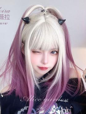 Black to Purple Long Bob Lolita Fashion Synthetic Wig LG949