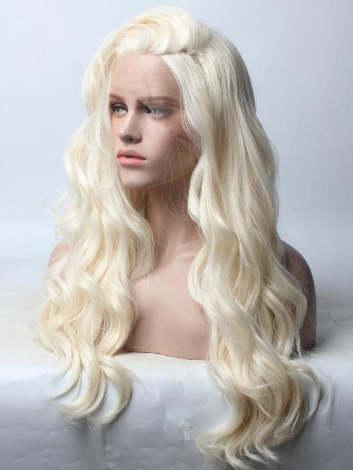 Blonde Wavy Waist-length Lace Front Synthetic Wig-DQ012 - SYNTHETIC WIGS -  DonaLoveHair
