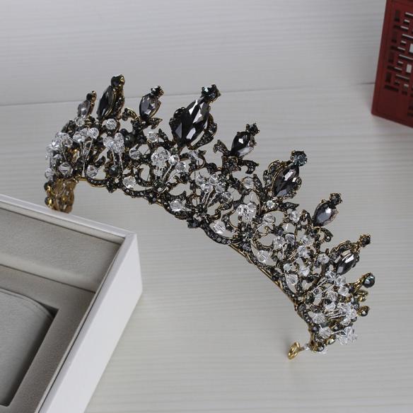 BLACK VINTAGE BRIDAL CROWN AC033