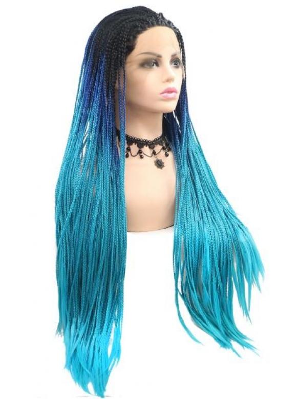 BLUE OMBRE LONG STRAIGHT SYNTHETIC LACE FRONT WIG SNY236 ...