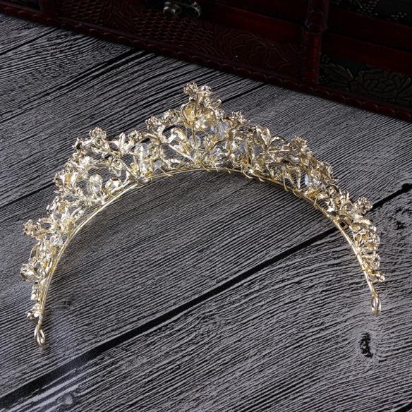 Gold flower Colorful Crystal Hair Crown A019