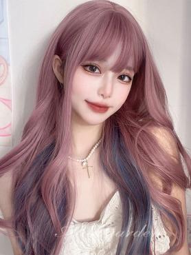 Wisteria and Gray-Blue Long Wavy Synthetic Fashion Lolita Wig LG950