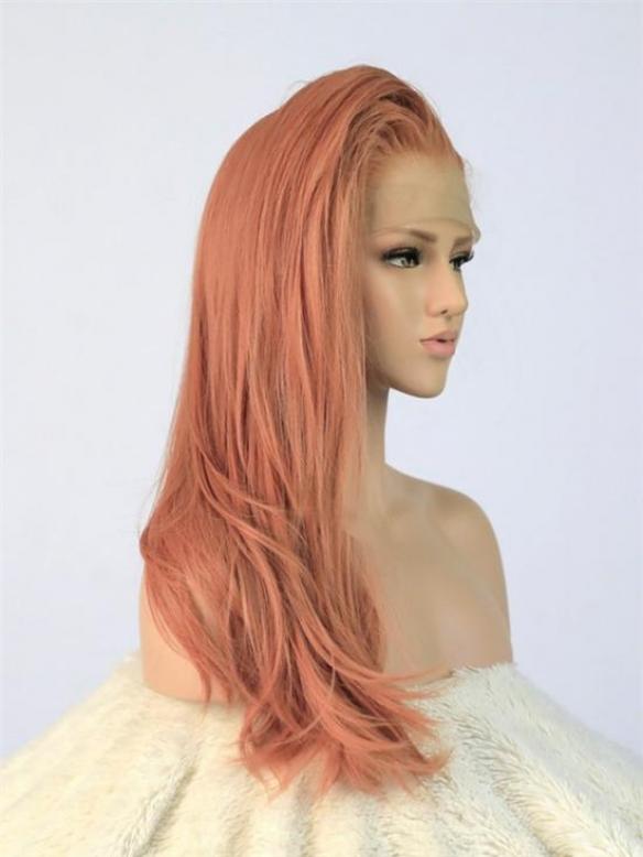 Shrimp Straight Waist-length Lace Front Synthetic Wig-DQ023