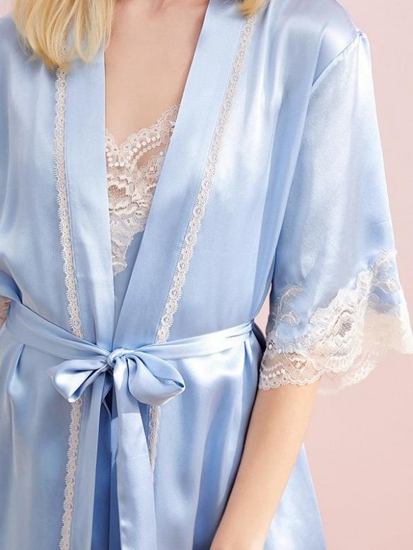 MelliBloosy 100% Silk Two pieces Nightgown Set for Women MB001