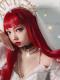 Red Straight Wefted Synthetic Wig with Bangs LG931
