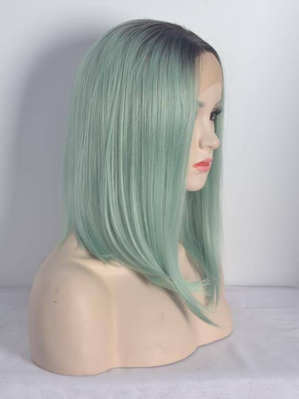 Black ombre Light Green Bob Synthetic Lace Front Wig SNY097