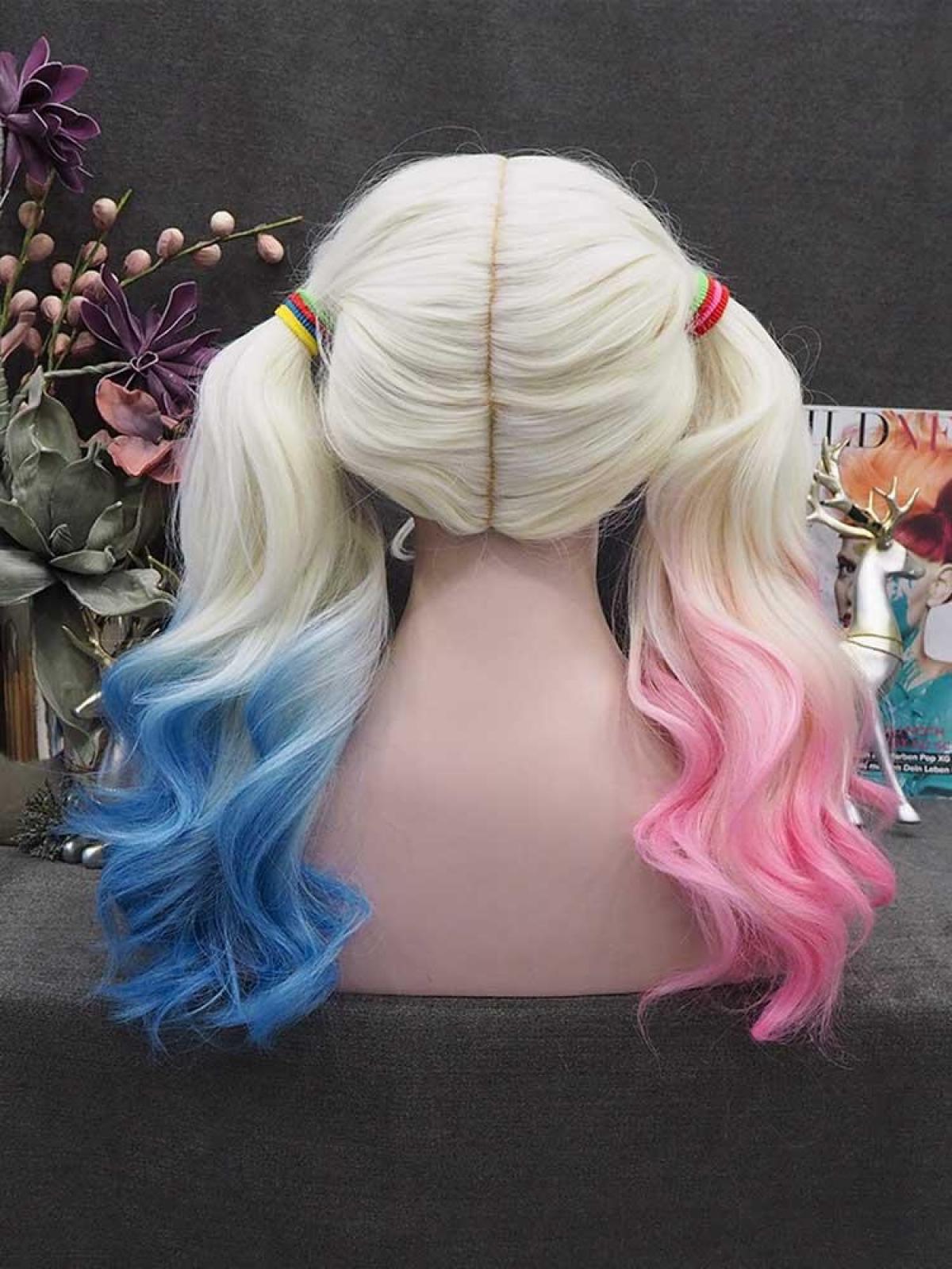 HARLEY QUINN INSPIRED WAVY SYNTHETIC WEFTED CAP WIG WW083 SYNTHETIC WIGS DonaLoveHair