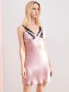 MELLIBLOOSY 100% SILK TWO PIECES pink NIGHTGOWN SET FOR WOMEN MB008