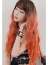 New Orange Long Wavy Synthetic Wefted Cap Wig LG054