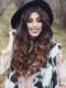 Black ombre Brown mid back length Wavy Synthetic Lace Wig-SNY058
