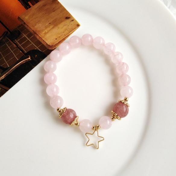 One Piece of Strawberry Quartz Star Bracelet A077