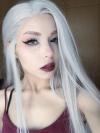 Silver Waist-length Straight Synthetic Lace Wig-SNY017