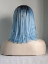 Brown to Light Blue Straight Shoulder Length Synthetic Lace Front Wig SNY124